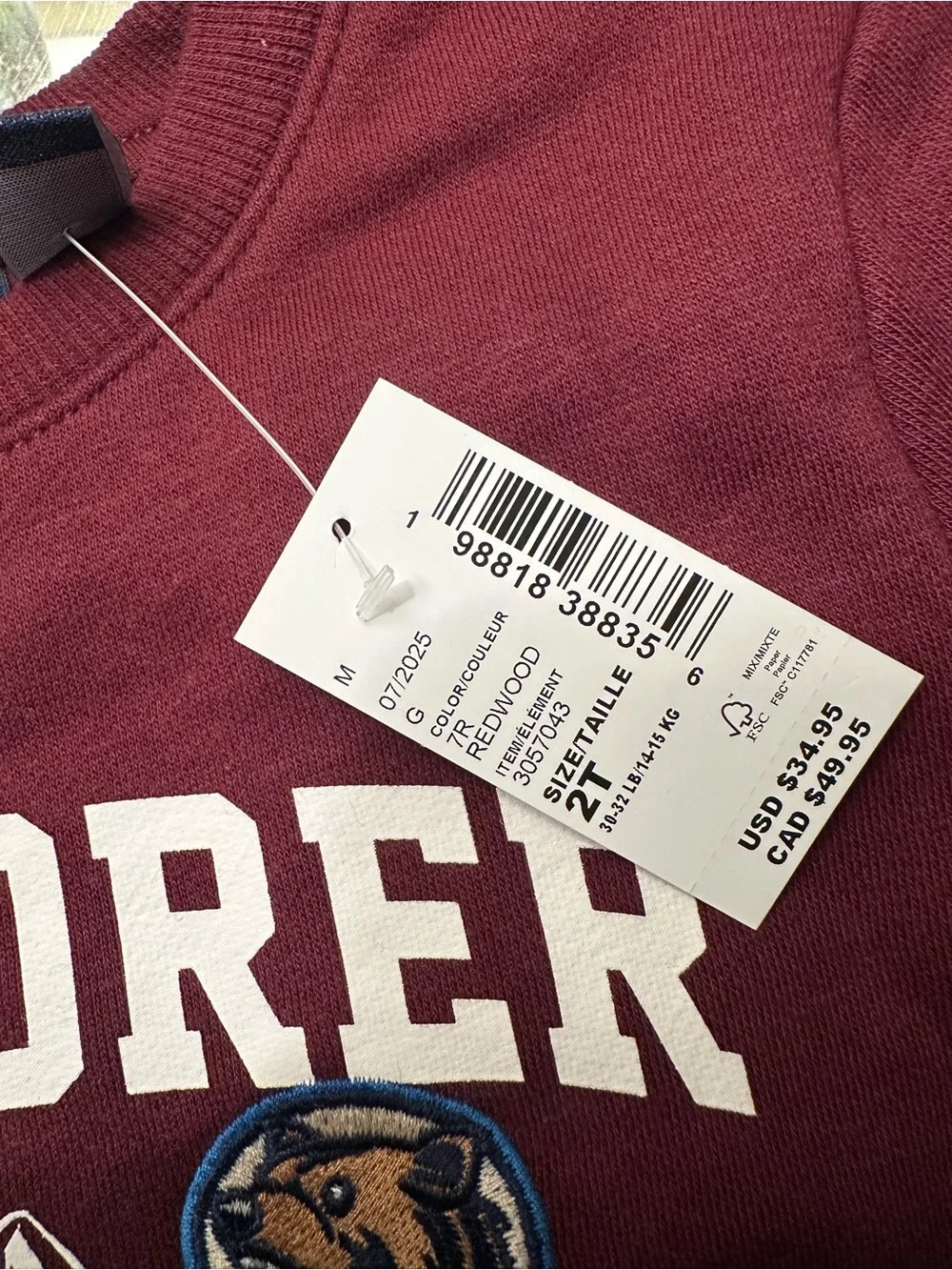 The children’s place Toddler Boys Wilderness Explorer Kids Sweatshirt - Burgundy